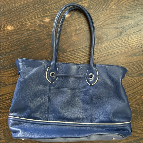Cole Haan “Reiley” Large Summer Night Blue Leather Tote - Picture 3 of 7